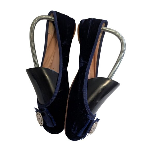 Kate Spade Fontana Too Ballet Flats Navy Blue Velvet W/Bow Womens Size 8 *READ - Picture 3 of 8